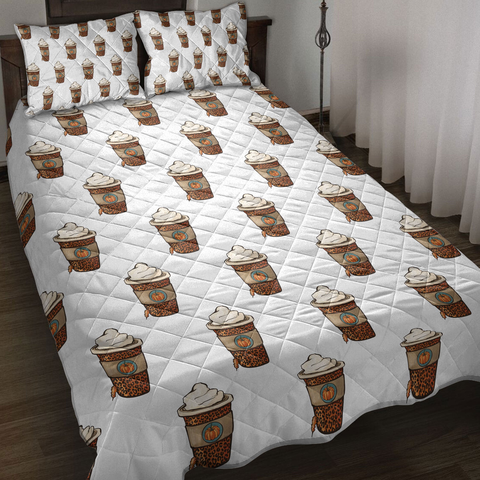 Ohaprints-Quilt-Bed-Set-Pillowcase-Happy-Thanksgiving-Pumpkin-Spice-Blanket-Bedspread-Bedding-3847-Throw (55'' x 60'')