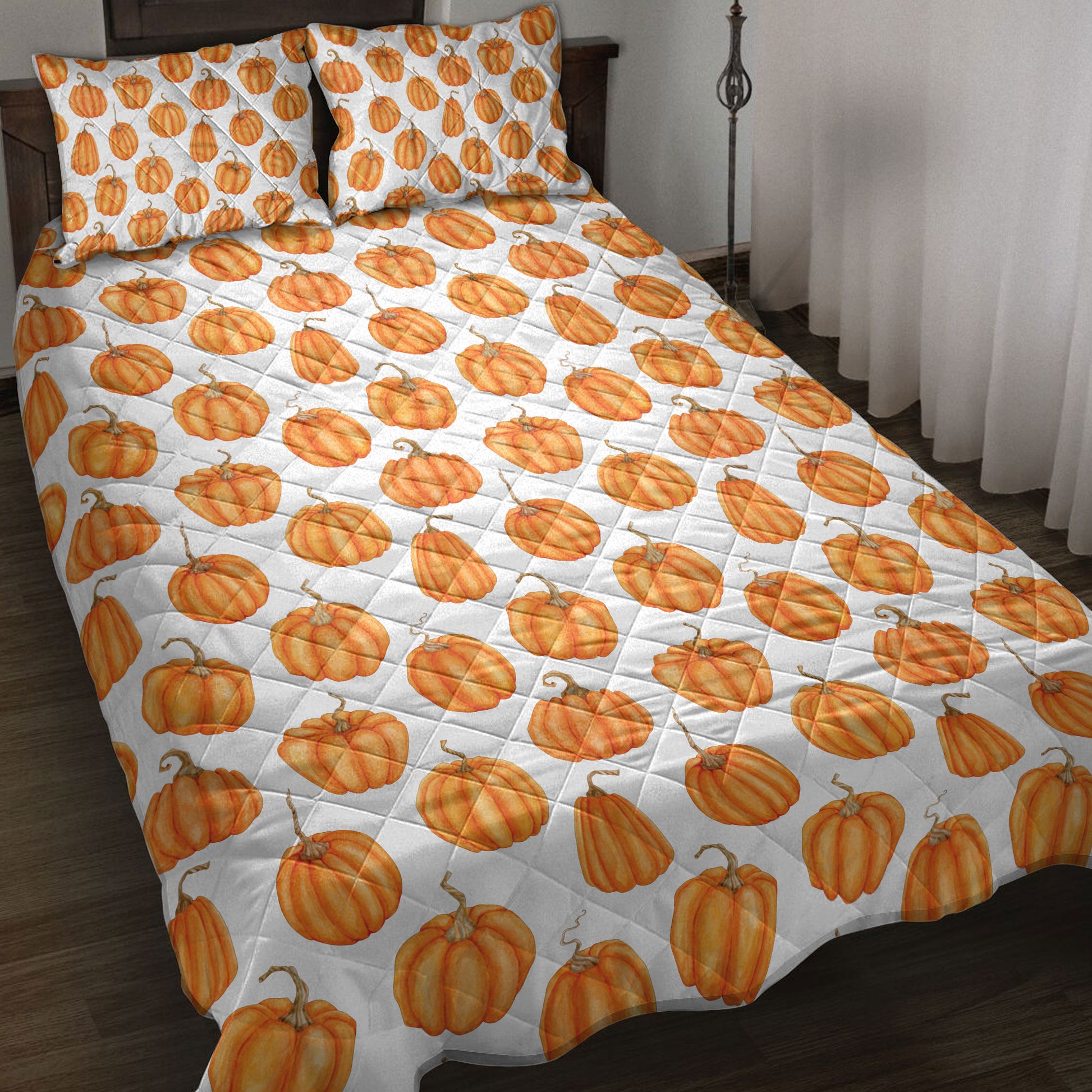 Ohaprints-Quilt-Bed-Set-Pillowcase-Happy-Thanksgiving-Pumpkin-Pattern-Blanket-Bedspread-Bedding-3852-Throw (55'' x 60'')