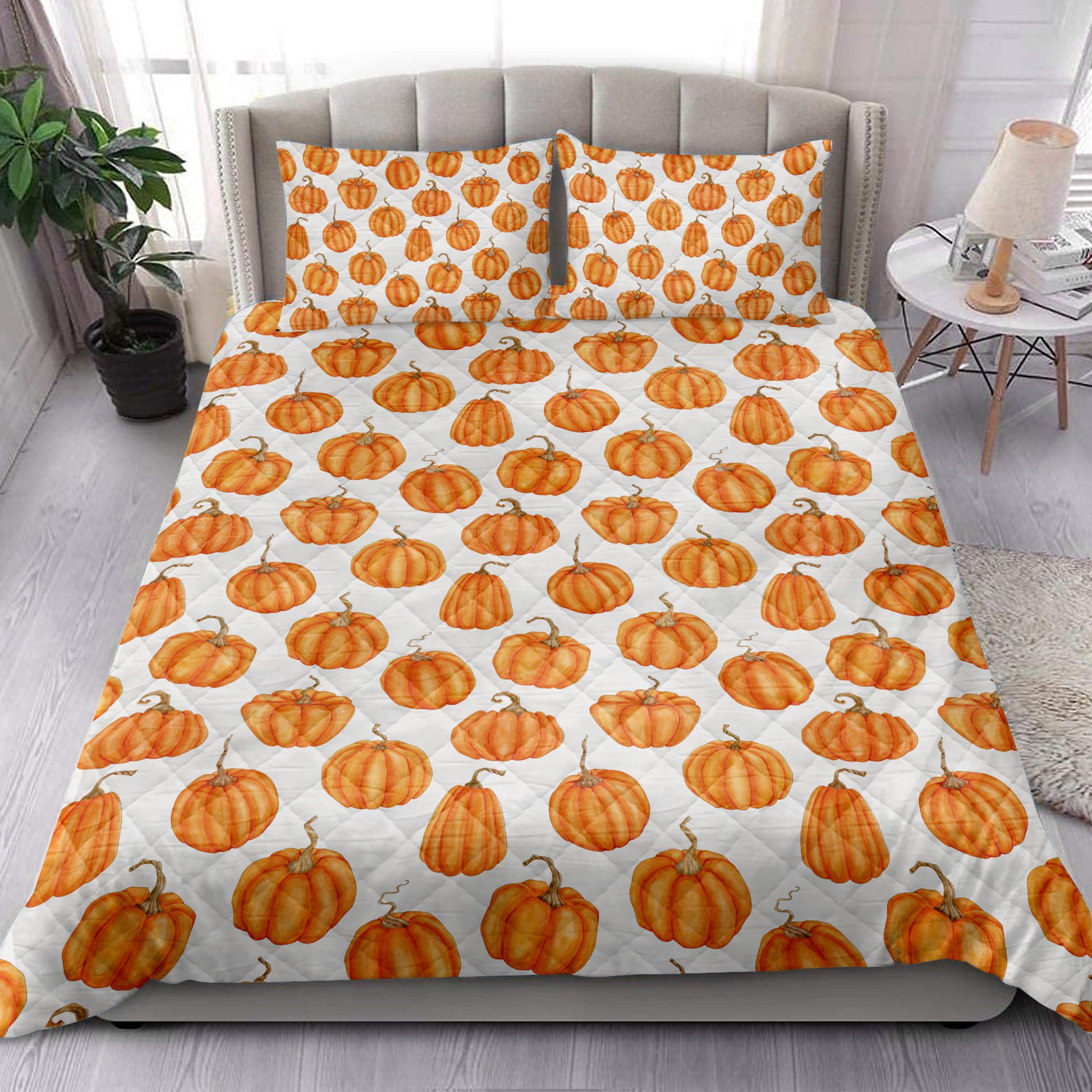 Ohaprints-Quilt-Bed-Set-Pillowcase-Happy-Thanksgiving-Pumpkin-Pattern-Blanket-Bedspread-Bedding-3852-King (90'' x 100'')