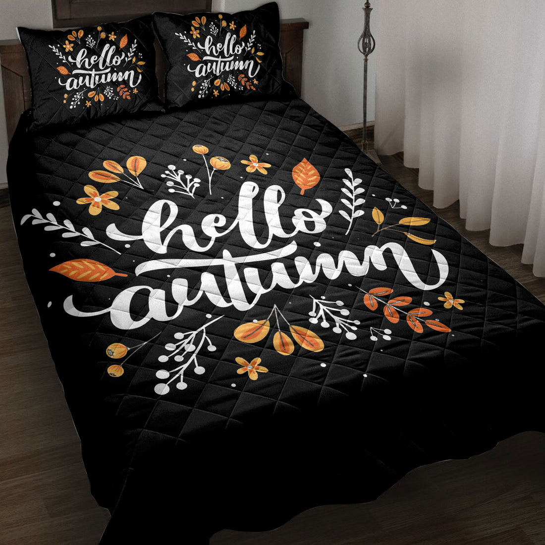 Ohaprints-Quilt-Bed-Set-Pillowcase-Happy-Thanksgiving-Hello-Autumn-Fall-Leaves-Pattern-Blanket-Bedspread-Bedding-3858-Throw (55'' x 60'')