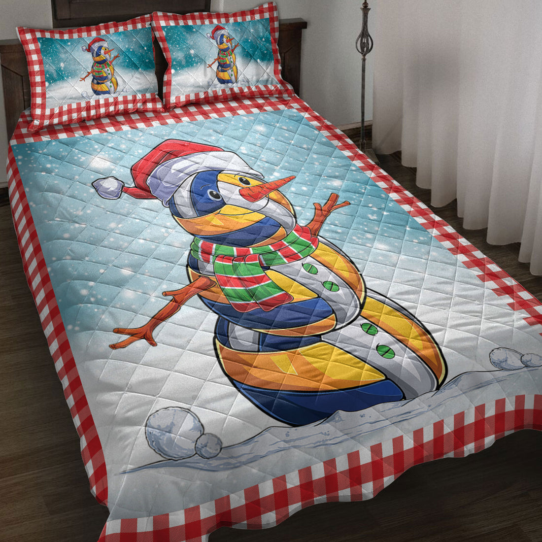 Ohaprints-Quilt-Bed-Set-Pillowcase-Funny-Christmas-Volleyball-Balls-Santa-Snowman-Blanket-Bedspread-Bedding-3885-Throw (55'' x 60'')