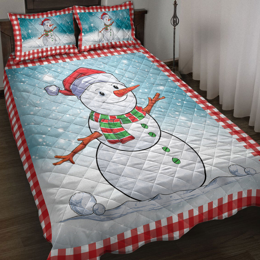 Ohaprints-Quilt-Bed-Set-Pillowcase-Funny-Christmas-Golf-Balls-Santa-Snowman-Blanket-Bedspread-Bedding-3889-Throw (55'' x 60'')