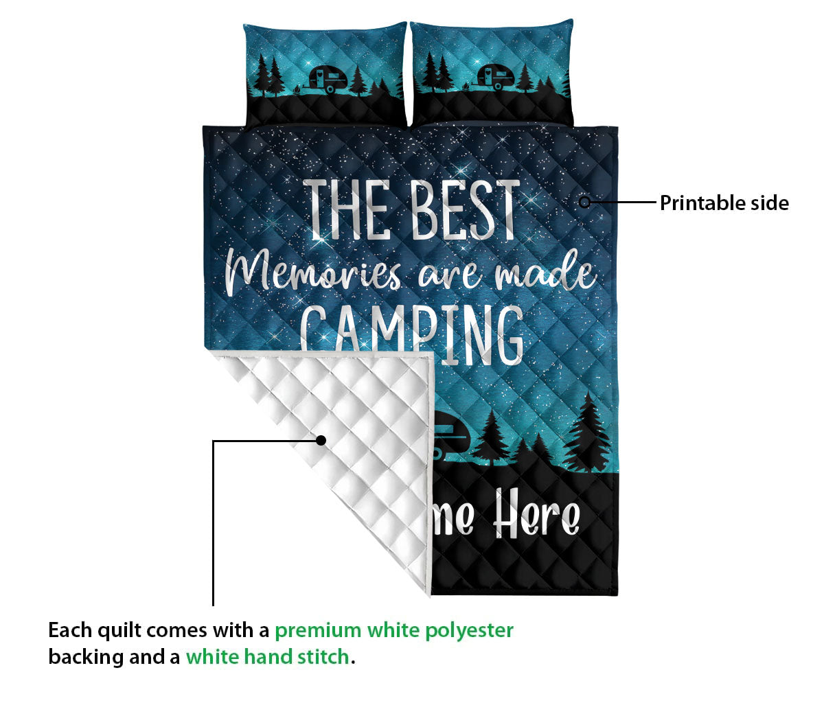 Ohaprints-Quilt-Bed-Set-Pillowcase-The-Best-Memories-Are-Made-Camping-Caravan-Custom-Personalized-Name-Blanket-Bedspread-Bedding-3710-Queen (80'' x 90'')