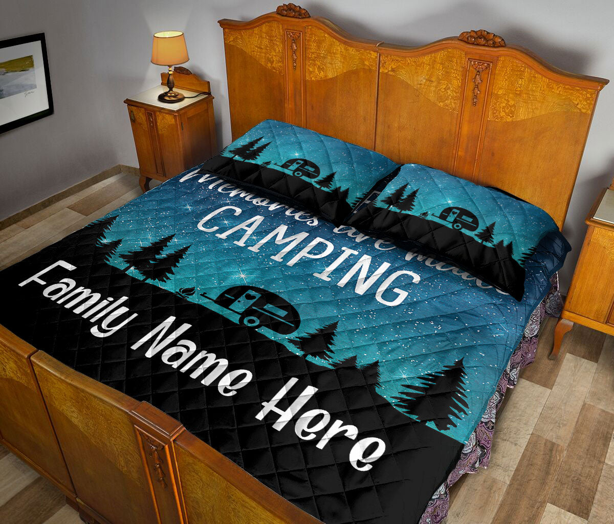 Ohaprints-Quilt-Bed-Set-Pillowcase-The-Best-Memories-Are-Made-Camping-Caravan-Custom-Personalized-Name-Blanket-Bedspread-Bedding-3710-King (90'' x 100'')