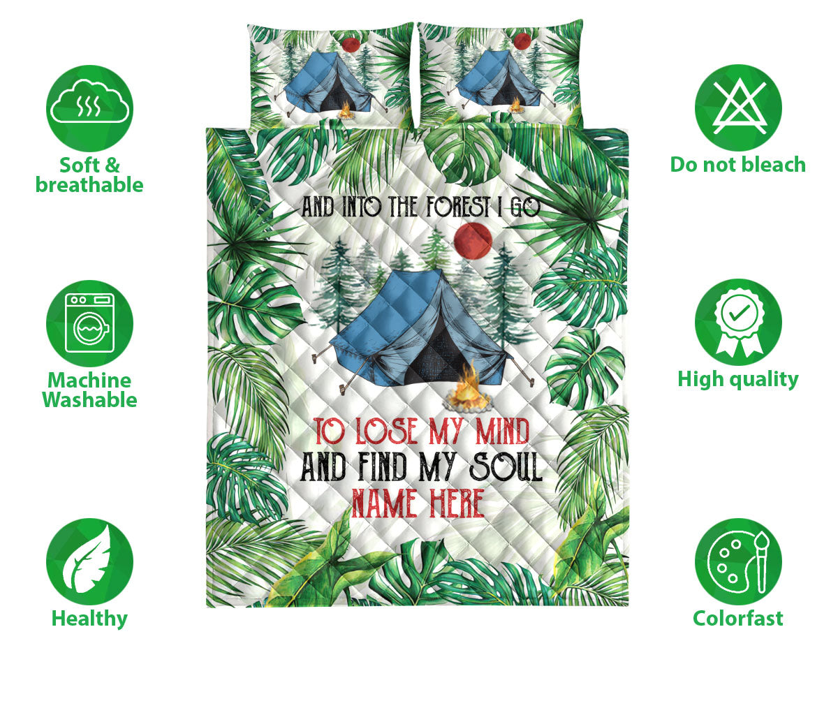 Ohaprints-Quilt-Bed-Set-Pillowcase-Into-The-Forest-Camping-Tent-Custom-Personalized-Name-Blanket-Bedspread-Bedding-3715-Double (70'' x 80'')