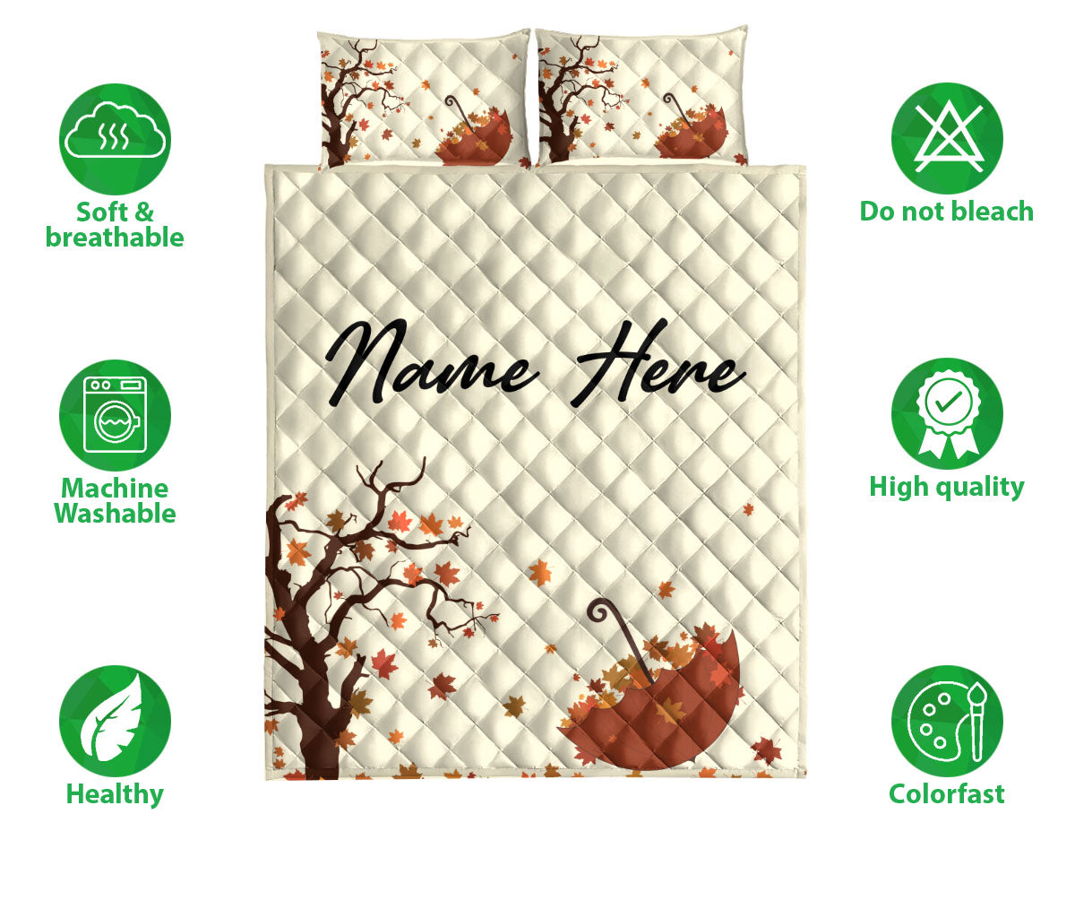 Ohaprints-Quilt-Bed-Set-Pillowcase-Autumn-Trees-Fall-Leaves-Custom-Personalized-Name-Blanket-Bedspread-Bedding-3277-Double (70'' x 80'')