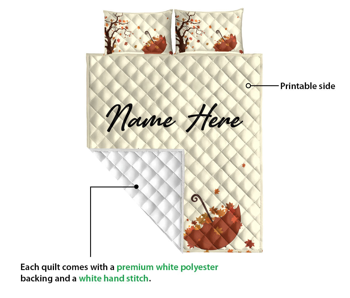 Ohaprints-Quilt-Bed-Set-Pillowcase-Autumn-Trees-Fall-Leaves-Custom-Personalized-Name-Blanket-Bedspread-Bedding-3277-Queen (80'' x 90'')