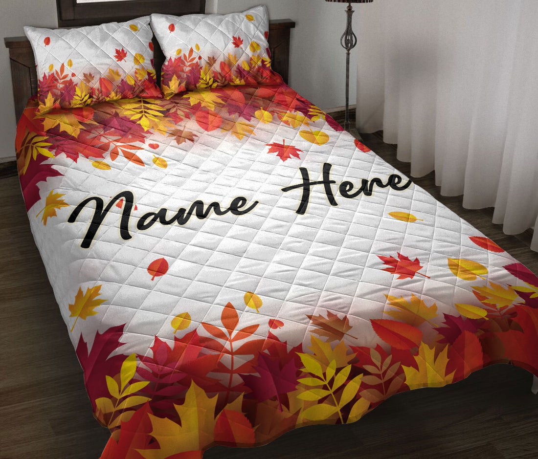 Ohaprints-Quilt-Bed-Set-Pillowcase-Autumn-Leaves-Falling-Custom-Personalized-Name-Blanket-Bedspread-Bedding-3278-Throw (55'' x 60'')