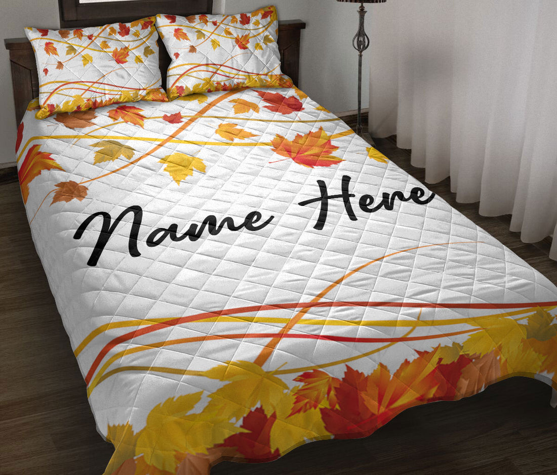 Ohaprints-Quilt-Bed-Set-Pillowcase-Falling-Autumn-Leaves-Custom-Personalized-Name-Blanket-Bedspread-Bedding-3280-Throw (55'' x 60'')