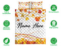 Ohaprints-Quilt-Bed-Set-Pillowcase-Falling-Autumn-Leaves-Custom-Personalized-Name-Blanket-Bedspread-Bedding-3280-Double (70'' x 80'')