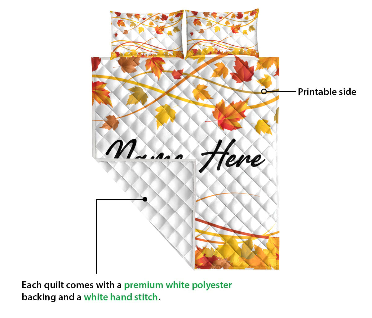 Ohaprints-Quilt-Bed-Set-Pillowcase-Falling-Autumn-Leaves-Custom-Personalized-Name-Blanket-Bedspread-Bedding-3280-Queen (80'' x 90'')