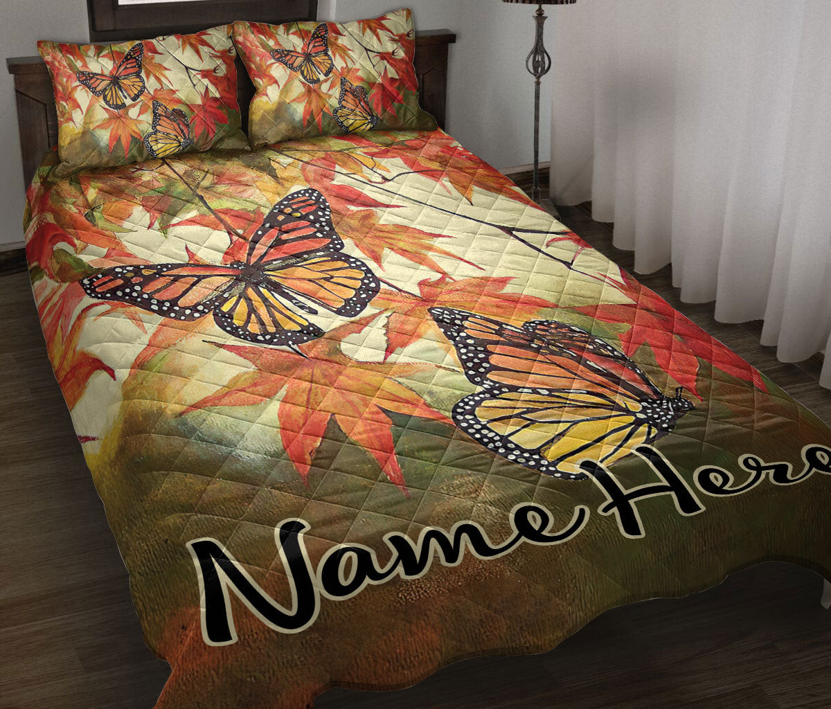 Ohaprints-Quilt-Bed-Set-Pillowcase-Autumnn-Butterflies-Custom-Personalized-Name-Blanket-Bedspread-Bedding-3281-Throw (55'' x 60'')