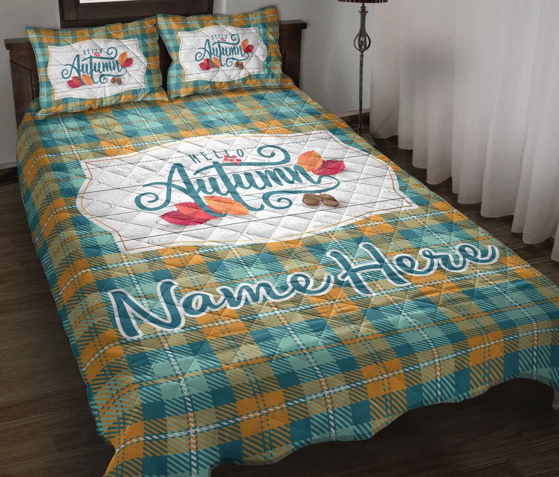 Ohaprints-Quilt-Bed-Set-Pillowcase-Hello-Autumn-Pumpkin-Plaid-Custom-Personalized-Name-Blanket-Bedspread-Bedding-3283-Throw (55'' x 60'')