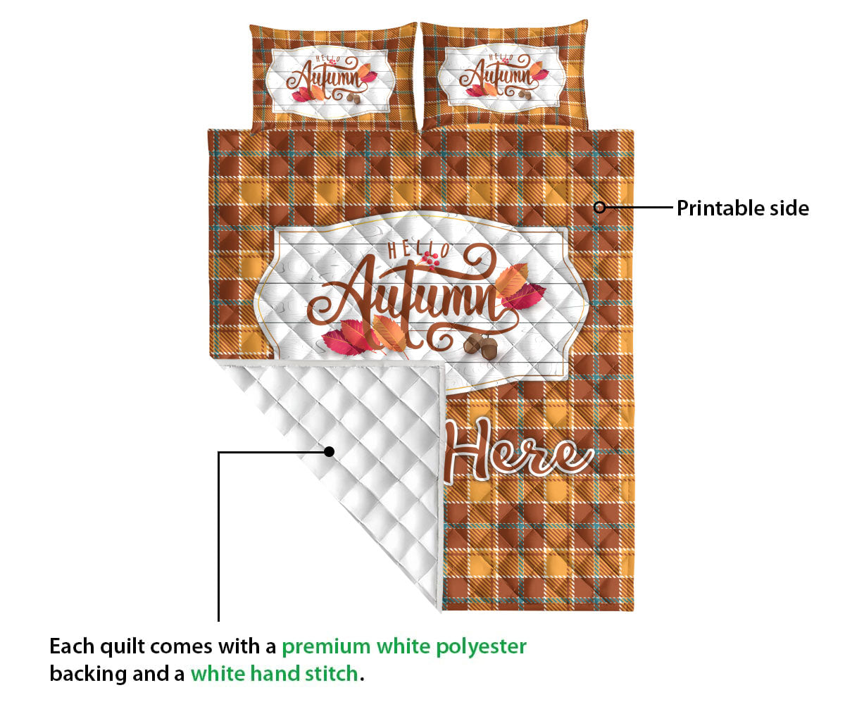 Ohaprints-Quilt-Bed-Set-Pillowcase-Hello-Autumn-Pumpkin-Tartan-Custom-Personalized-Name-Blanket-Bedspread-Bedding-3284-Queen (80'' x 90'')