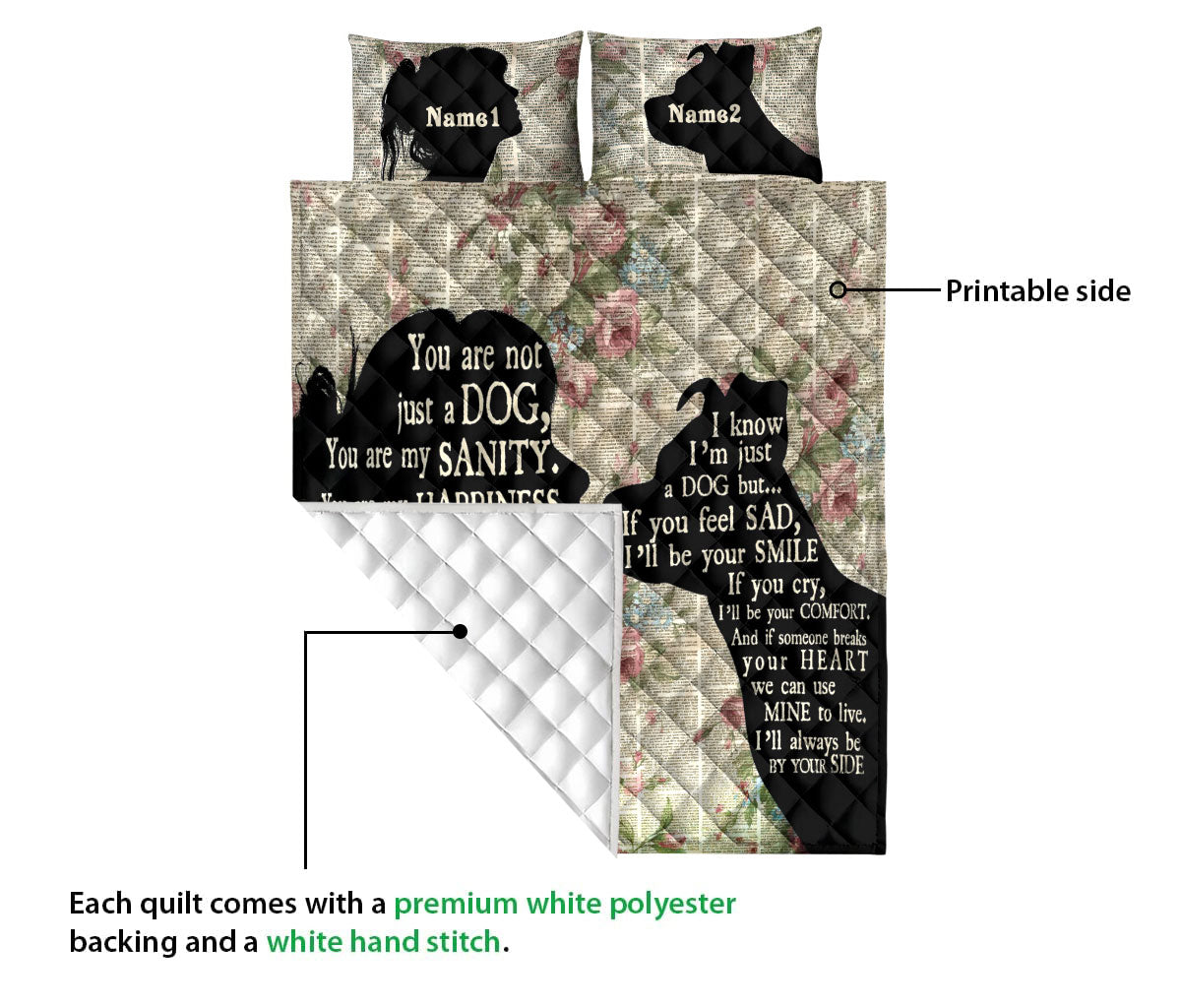 Ohaprints-Quilt-Bed-Set-Pillowcase-You-Are-Not-Just-A-Dog-You-Are-My-Sanity-Pitbull-Custom-Personalized-Name-Blanket-Bedspread-Bedding-1735-Queen (80'' x 90'')