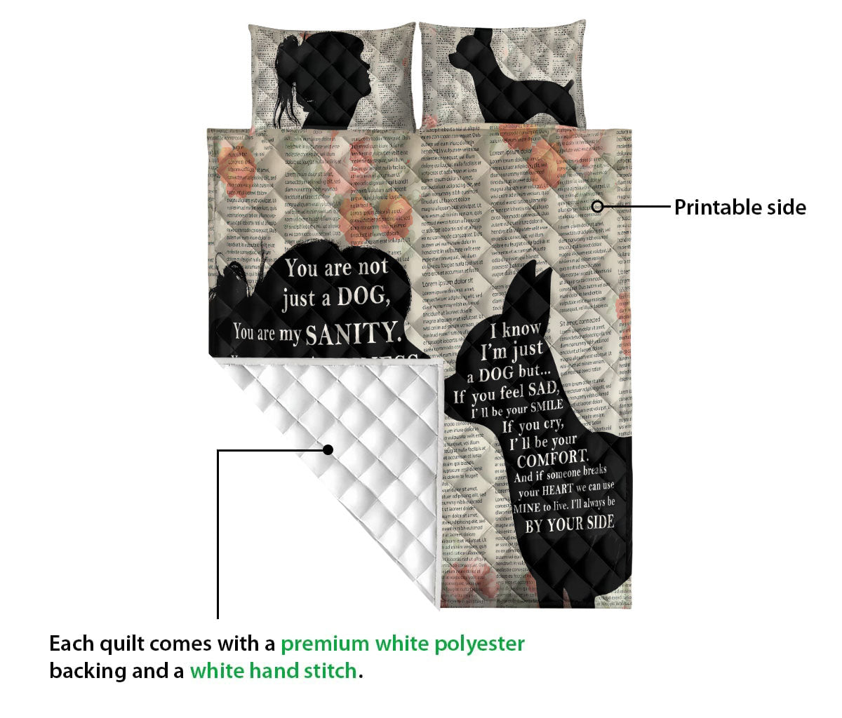 Ohaprints-Quilt-Bed-Set-Pillowcase-You-Are-Not-Just-A-Dog-You-Are-My-Sanity-Chihuahua-Blanket-Bedspread-Bedding-2324-Queen (80'' x 90'')