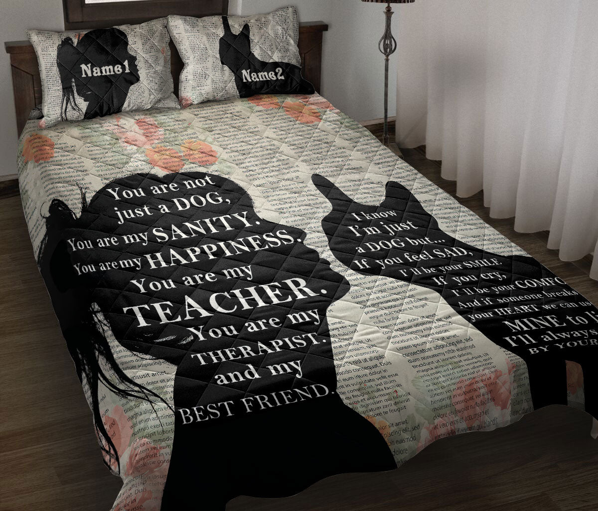 Ohaprints-Quilt-Bed-Set-Pillowcase-You-Are-Not-Just-A-Dog-You-Are-My-Sanity-Custom-Personalized-Name-Blanket-Bedspread-Bedding-1152-Throw (55'' x 60'')