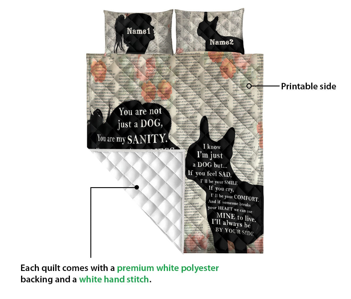 Ohaprints-Quilt-Bed-Set-Pillowcase-You-Are-Not-Just-A-Dog-You-Are-My-Sanity-Custom-Personalized-Name-Blanket-Bedspread-Bedding-1152-Queen (80'' x 90'')