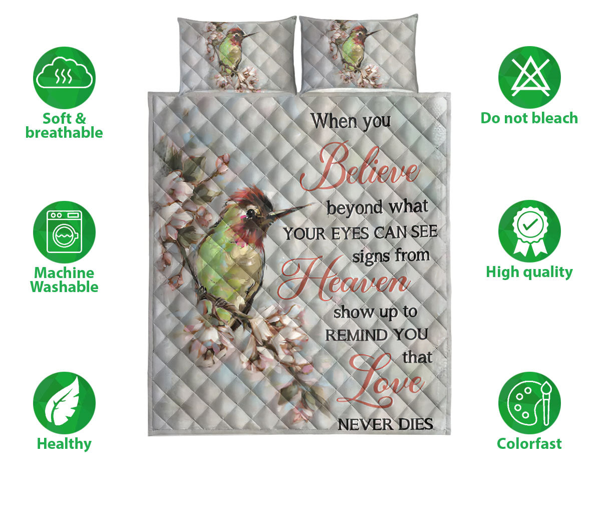 Ohaprints-Quilt-Bed-Set-Pillowcase-Heaven-Hummingbird-Love-Never-Die-Blanket-Bedspread-Bedding-2325-Double (70'' x 80'')