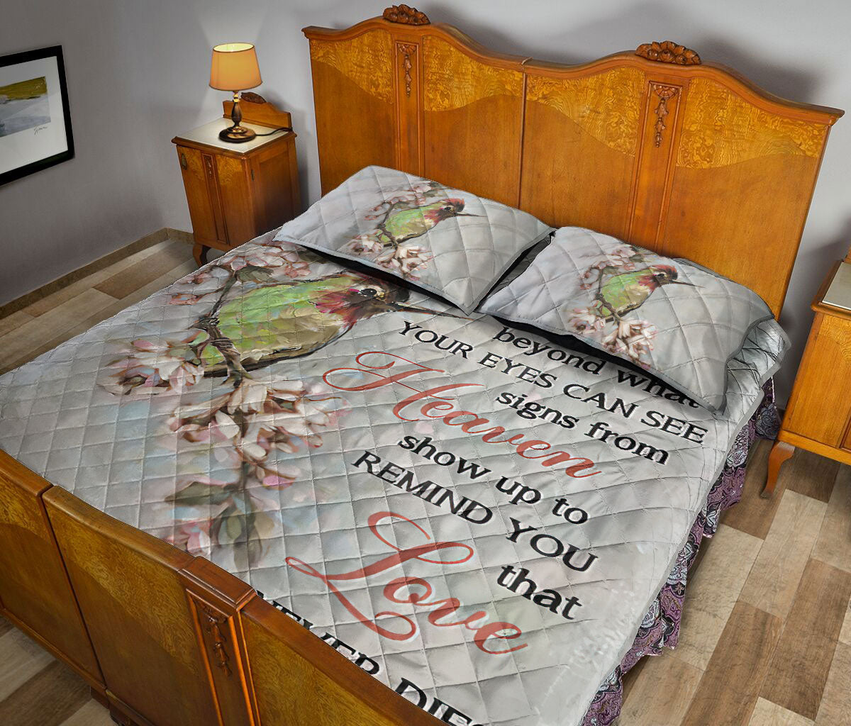 Ohaprints-Quilt-Bed-Set-Pillowcase-Heaven-Hummingbird-Love-Never-Die-Blanket-Bedspread-Bedding-2325-King (90'' x 100'')