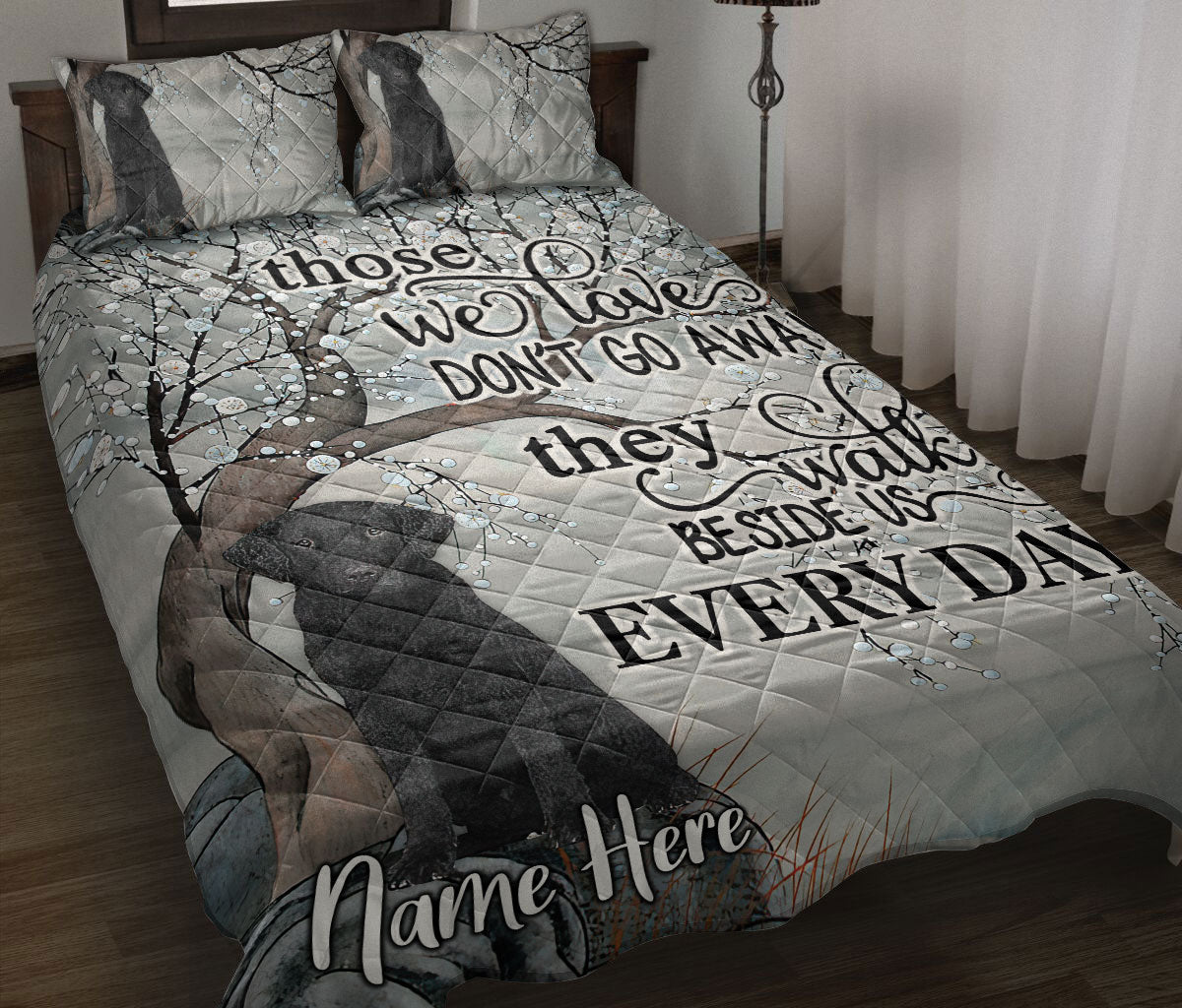 Ohaprints-Quilt-Bed-Set-Pillowcase-Memorial-Curly-Coated-Retriever-Dog-Custom-Personalized-Name-Blanket-Bedspread-Bedding-3608-Throw (55'' x 60'')