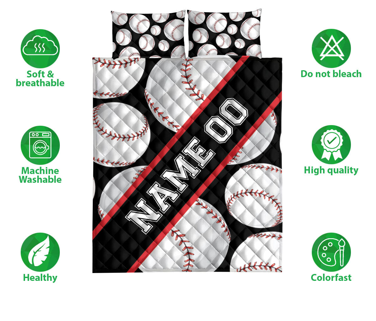 Ohaprints-Quilt-Bed-Set-Pillowcase-Baseball-Lovers-Custom-Personalized-Name-Number-Blanket-Bedspread-Bedding-2938-Double (70'' x 80'')