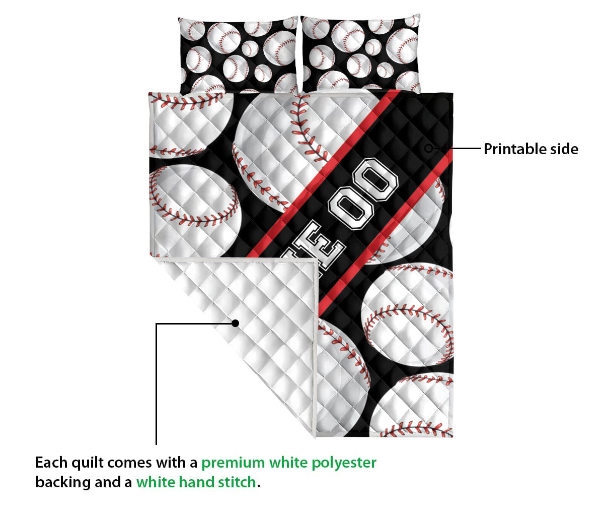 Ohaprints-Quilt-Bed-Set-Pillowcase-Baseball-Lovers-Custom-Personalized-Name-Number-Blanket-Bedspread-Bedding-2938-Queen (80'' x 90'')