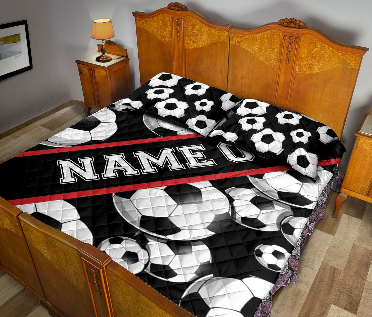 Ohaprints-Quilt-Bed-Set-Pillowcase-Soccer-Lovers-Custom-Personalized-Name-Number-Blanket-Bedspread-Bedding-2346-King (90'' x 100'')