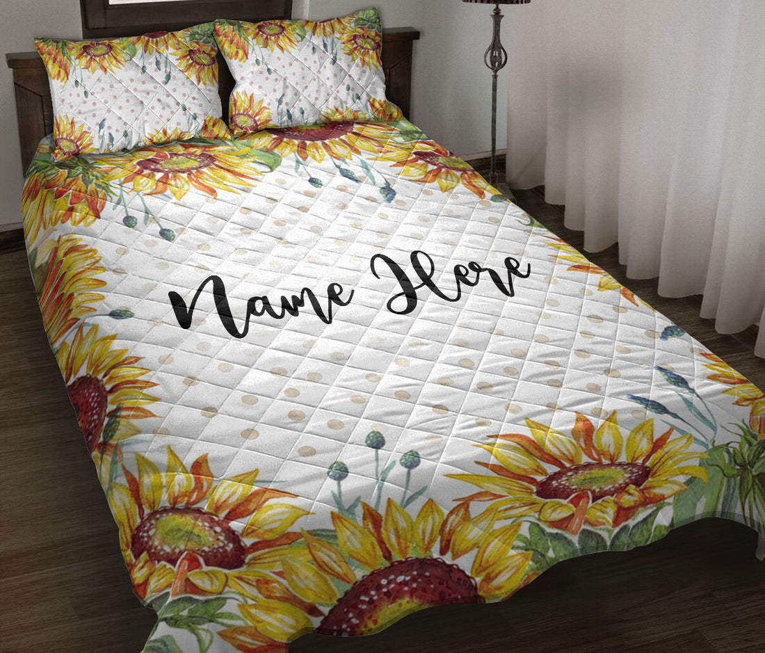 Ohaprints-Quilt-Bed-Set-Pillowcase-Sunflower-Pattern-Custom-Personalized-Name-Number-Blanket-Bedspread-Bedding-1174-Throw (55'' x 60'')