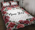 Ohaprints-Quilt-Bed-Set-Pillowcase-Rose-Pattern-Custom-Personalized-Name-Number-Blanket-Bedspread-Bedding-1758-Throw (55'' x 60'')