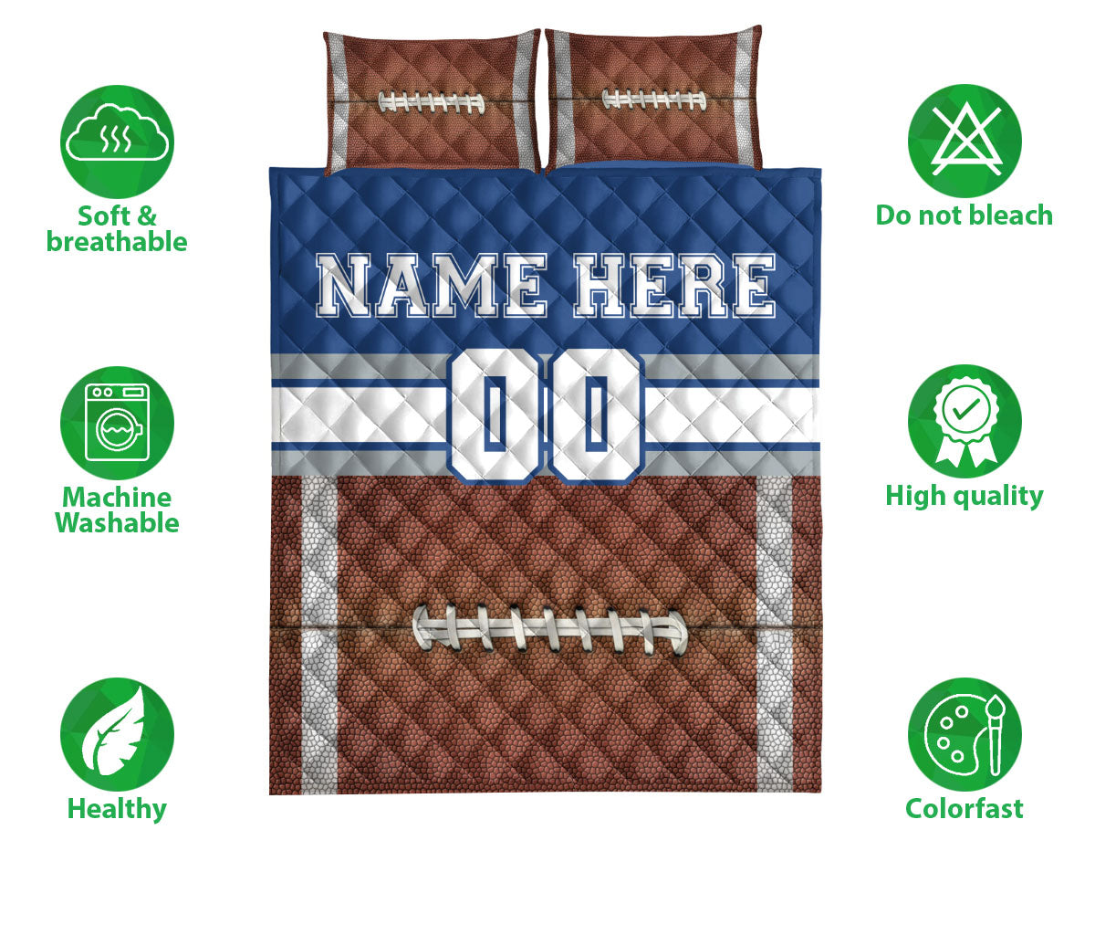 Ohaprints-Quilt-Bed-Set-Pillowcase-American-Football-Player-Fan-Gear-Custom-Personalized-Name-Number-Blanket-Bedspread-Bedding-1175-Double (70'' x 80'')