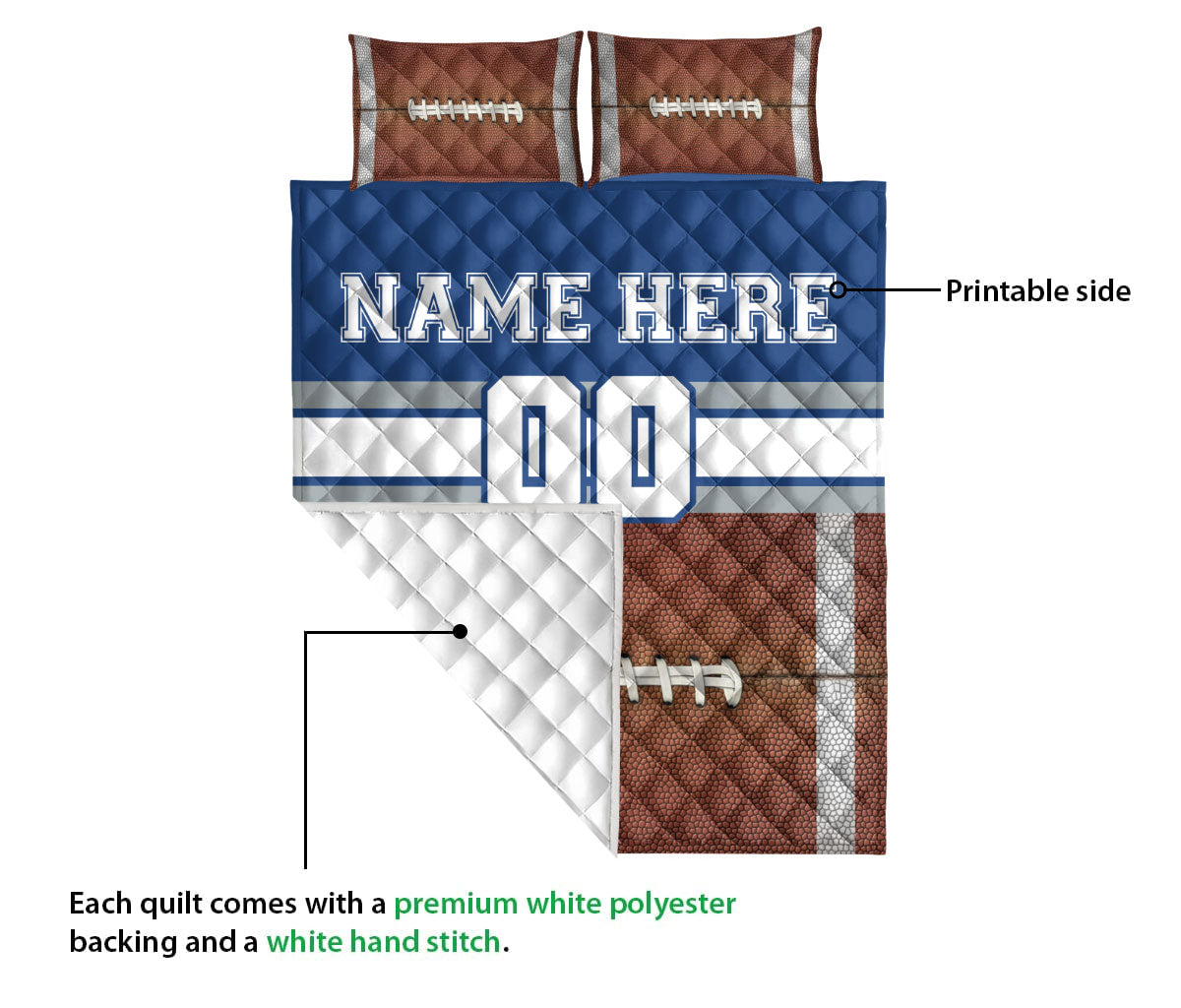 Ohaprints-Quilt-Bed-Set-Pillowcase-American-Football-Player-Fan-Gear-Custom-Personalized-Name-Number-Blanket-Bedspread-Bedding-1175-Queen (80'' x 90'')