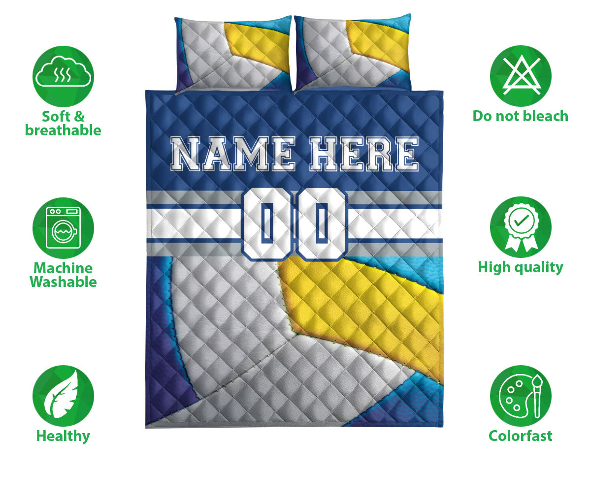 Ohaprints-Quilt-Bed-Set-Pillowcase-Volleyball-Player-Fan-Gear-Custom-Personalized-Name-Number-Blanket-Bedspread-Bedding-2941-Double (70'' x 80'')