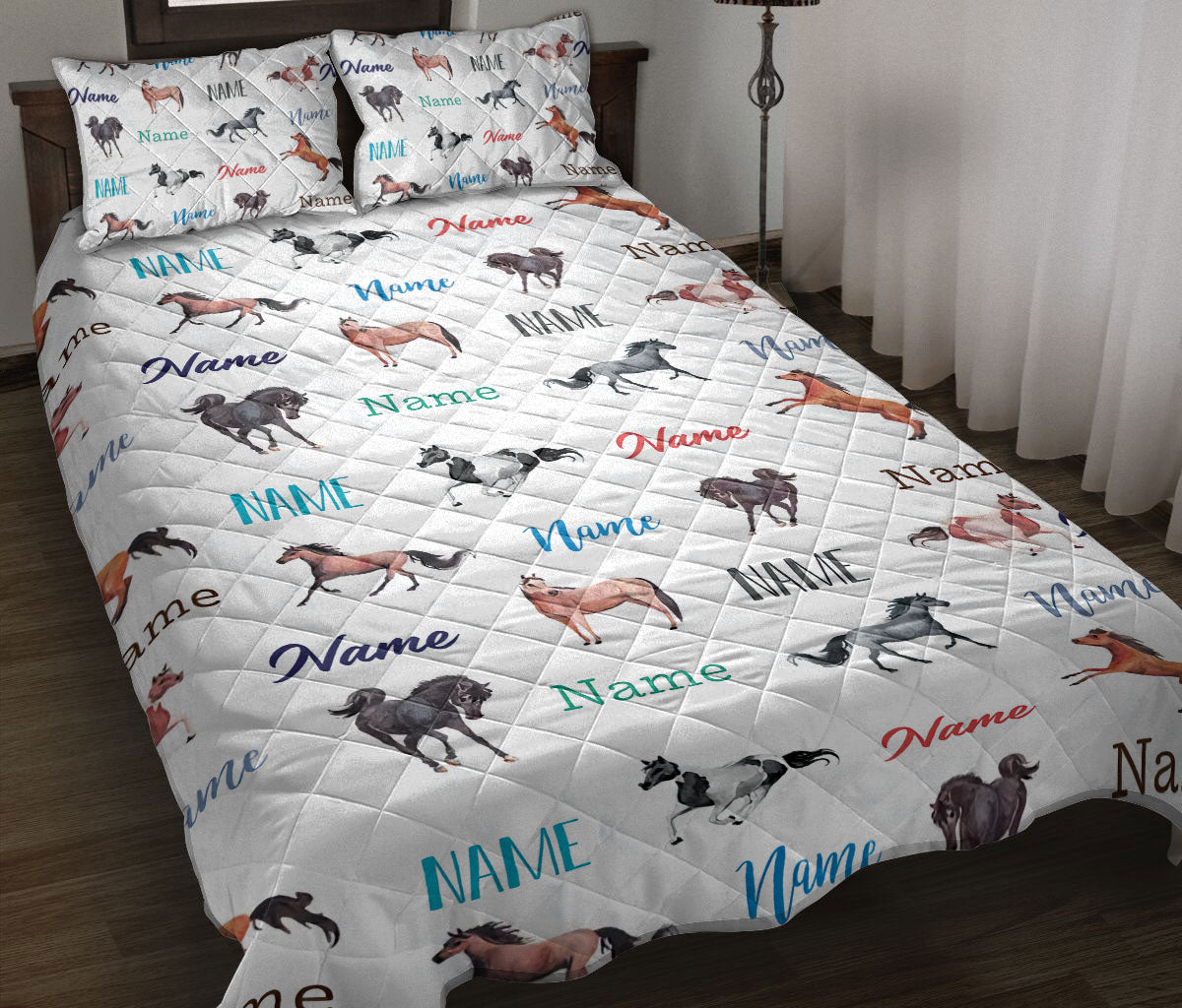 Ohaprints-Quilt-Bed-Set-Pillowcase-Horse-Lover-Custom-Personalized-Name-Number-Blanket-Bedspread-Bedding-1176-Throw (55'' x 60'')