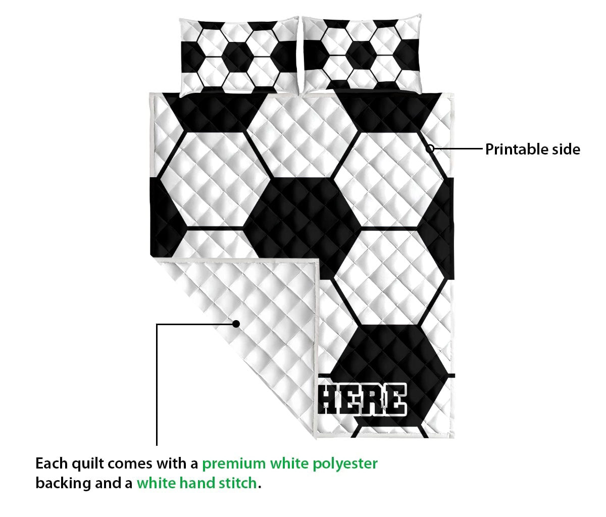 Ohaprints-Quilt-Bed-Set-Pillowcase-Soccer-Pattern-Gift-For-Boy-Son-Men-Custom-Personalized-Name-Blanket-Bedspread-Bedding-3367-Queen (80'' x 90'')