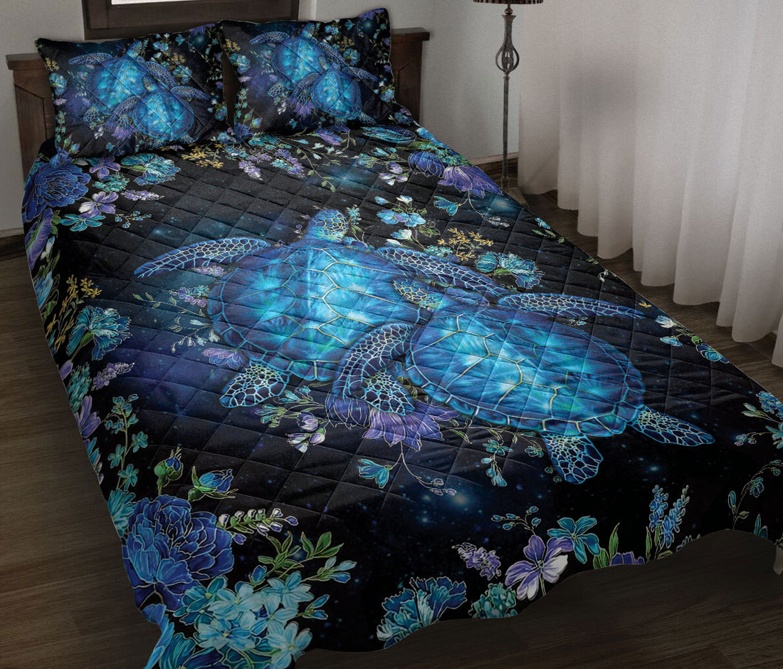 Ohaprints-Quilt-Bed-Set-Pillowcase-Turtle-And-Flower-Galaxy-Night-Blanket-Bedspread-Bedding-1793-Throw (55'' x 60'')