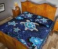 Ohaprints-Quilt-Bed-Set-Pillowcase-Turtle-On-The-Sky-Blue-Flower-And-Moon-Blanket-Bedspread-Bedding-1829-Queen (80'' x 90'')