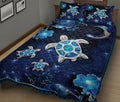 Ohaprints-Quilt-Bed-Set-Pillowcase-Turtle-On-The-Sky-Blue-Flower-And-Moon-Blanket-Bedspread-Bedding-1829-King (90'' x 100'')