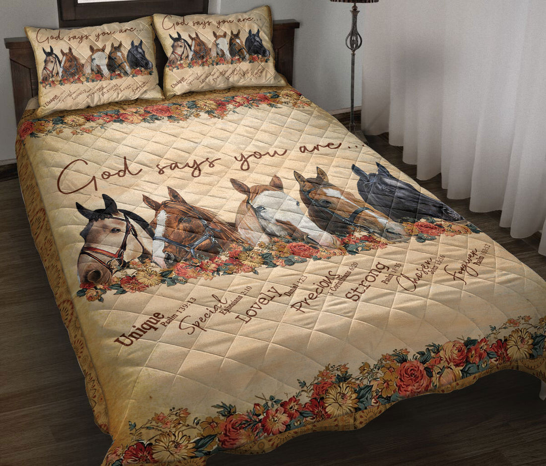 Ohaprints-Quilt-Bed-Set-Pillowcase-Horse-God-Say-You-Are-Vintage-Style-Flower-Blanket-Bedspread-Bedding-59-Throw (55'' x 60'')