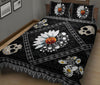 Ohaprints-Quilt-Bed-Set-Pillowcase-White-Daisy-Skull-Floral-Skull-Skeleton-Black-White-Blanket-Bedspread-Bedding-1208-King (90&#39;&#39; x 100&#39;&#39;)