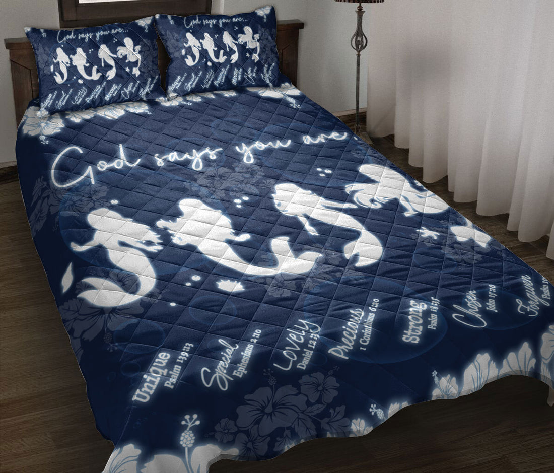 Ohaprints-Quilt-Bed-Set-Pillowcase-God-Says-Yo-Are-Marmaid-And-Flower-Blanket-Bedspread-Bedding-202-Throw (55'' x 60'')