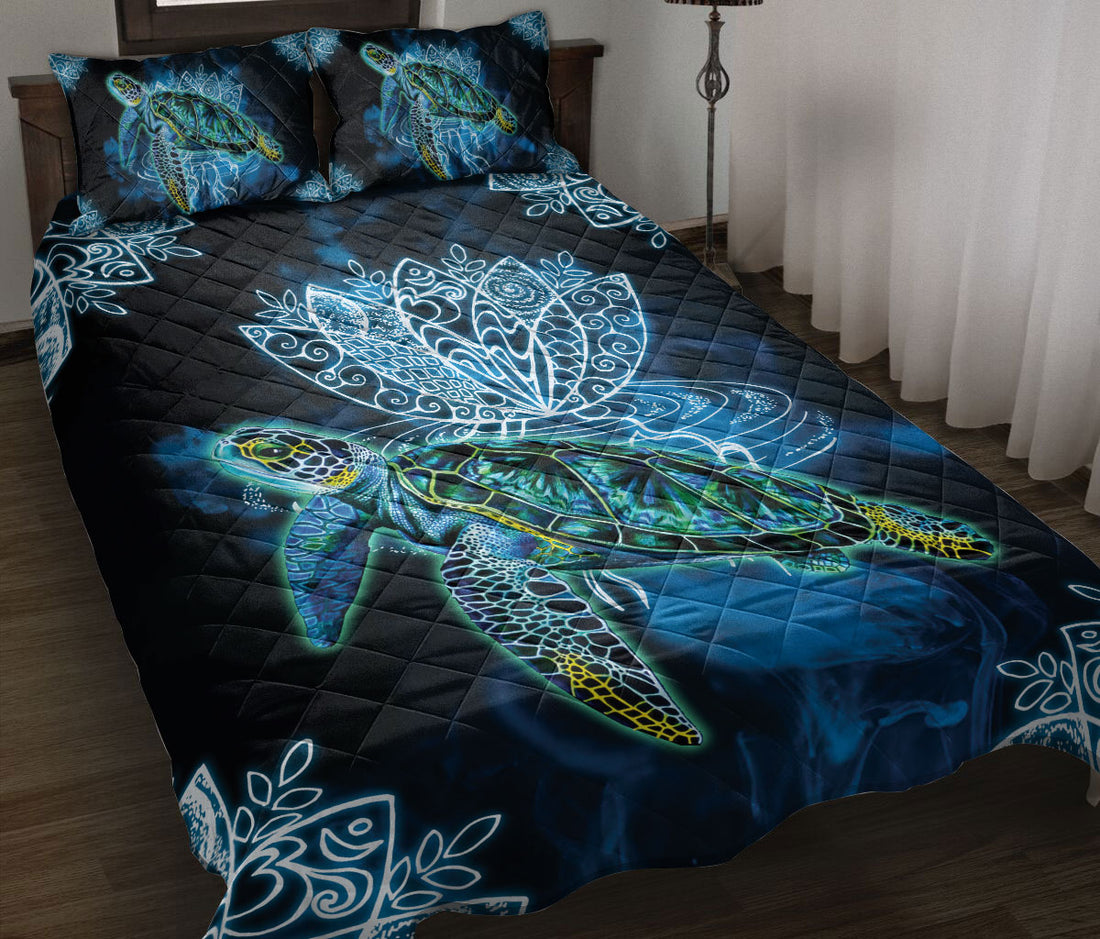 Ohaprints-Quilt-Bed-Set-Pillowcase-Sea-Turtle-And-Flower-Ocean-Animal-Lover-Blanket-Bedspread-Bedding-630-Throw (55'' x 60'')
