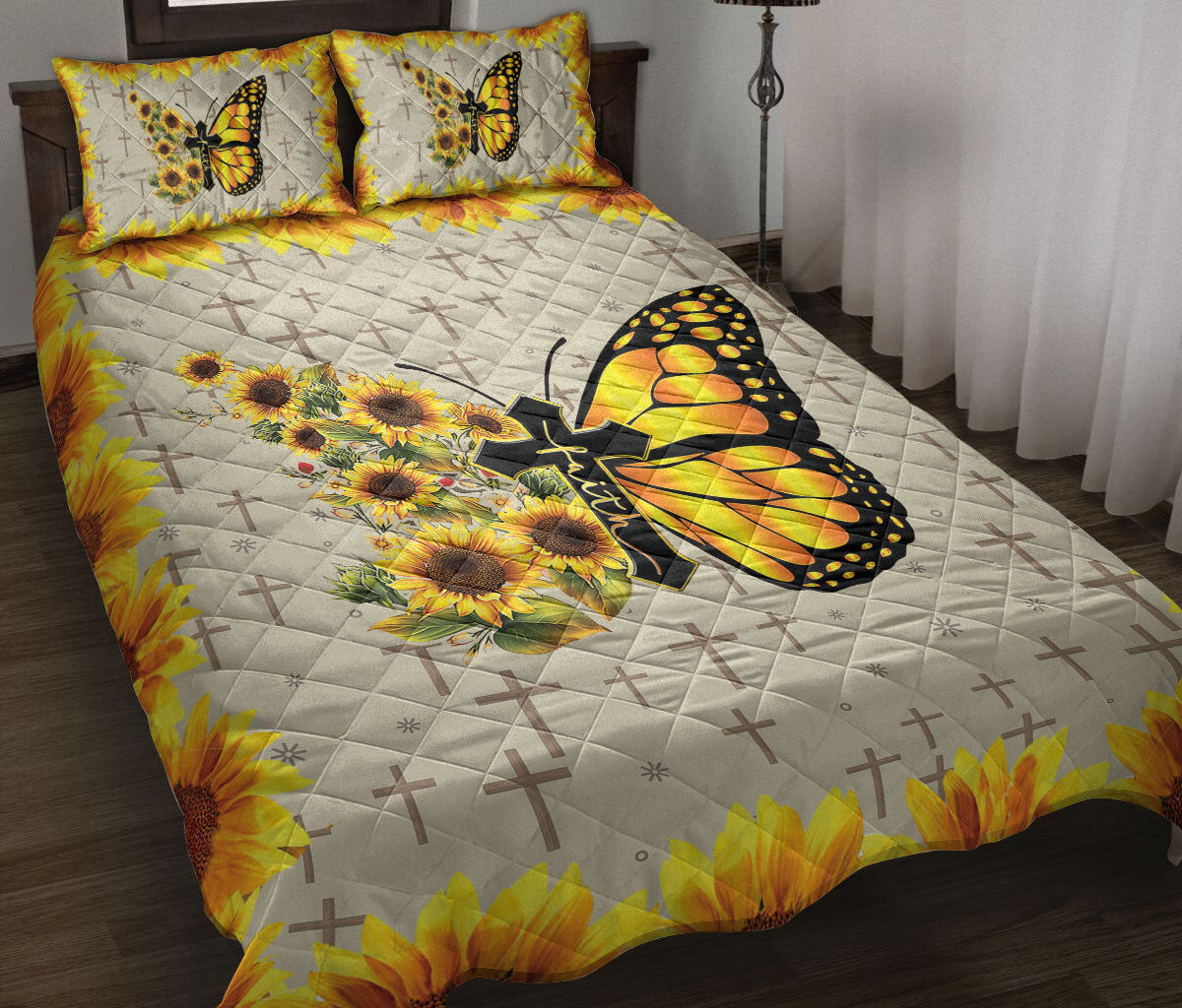 Ohaprints-Quilt-Bed-Set-Pillowcase-The-Cross-Pattern-Faith-Butterfly-Sunflower-Christian-Blanket-Bedspread-Bedding-1808-Throw (55'' x 60'')