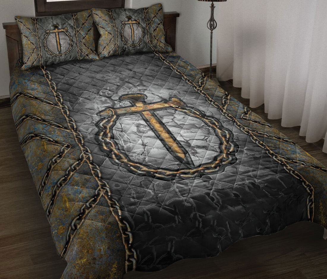 Ohaprints-Quilt-Bed-Set-Pillowcase-Jesus-Nail-Cross-And-Chain-Christian-Gift-Blanket-Bedspread-Bedding-1205-Throw (55'' x 60'')