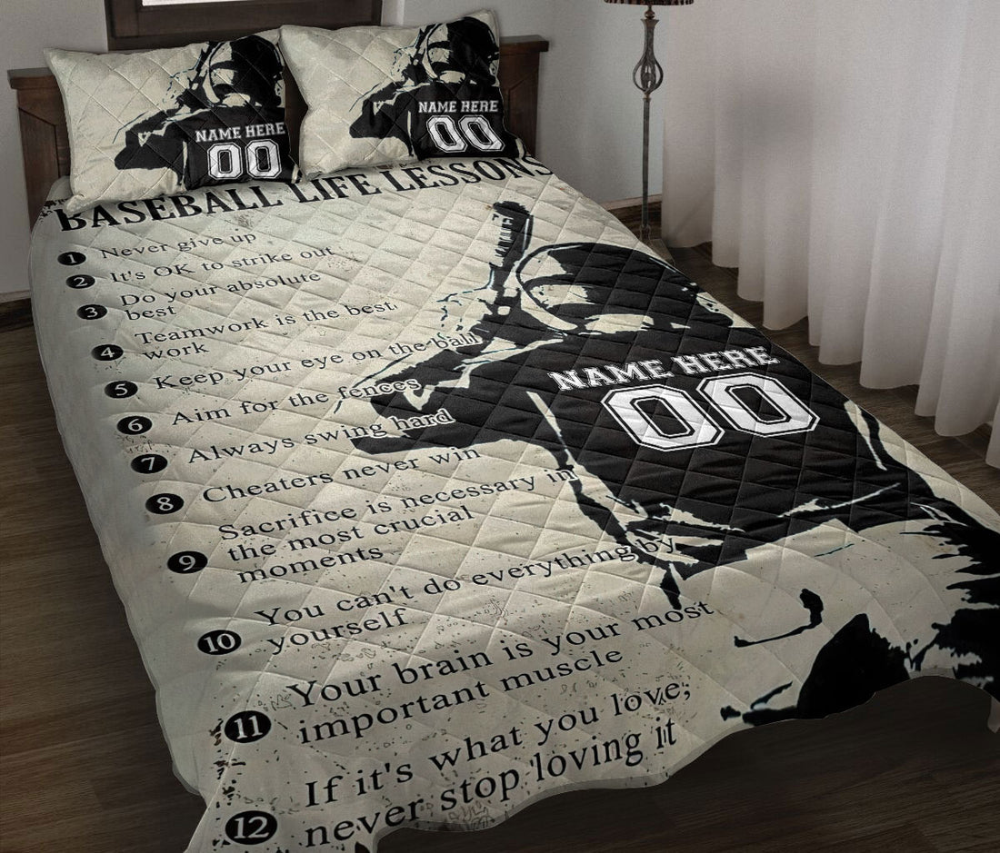 Ohaprints-Quilt-Bed-Set-Pillowcase-Baseball-Life-Lesson-Boy-Player-Fan-Vintage-Custom-Personalized-Name-Number-Blanket-Bedspread-Bedding-3185-Throw (55'' x 60'')