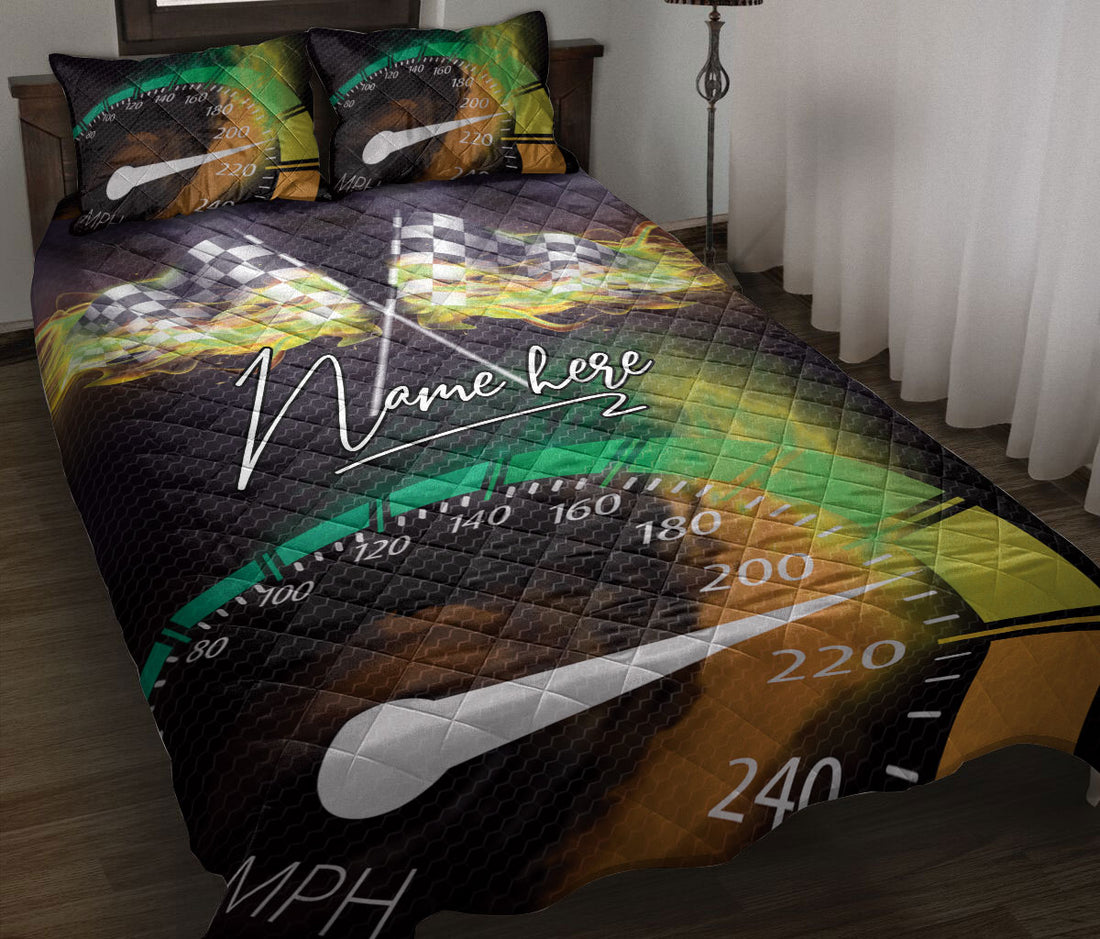 Ohaprints-Quilt-Bed-Set-Pillowcase-Speedometer-Racing-Racer-Unique-Gift-Idea-Custom-Personalized-Name-Blanket-Bedspread-Bedding-3348-Throw (55'' x 60'')