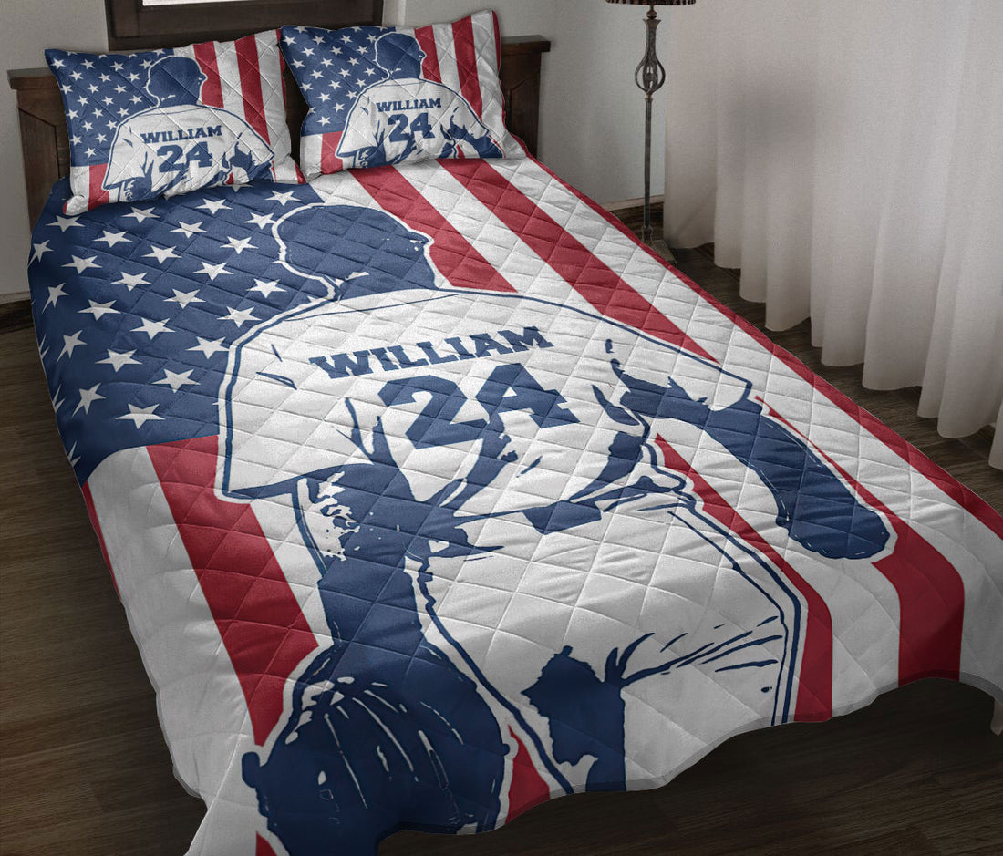Ohaprints-Quilt-Bed-Set-Pillowcase-Baseball-Boy-America-Us-Flag-Player-Fan-Gift-Custom-Personalized-Name-Number-Blanket-Bedspread-Bedding-3186-Throw (55'' x 60'')