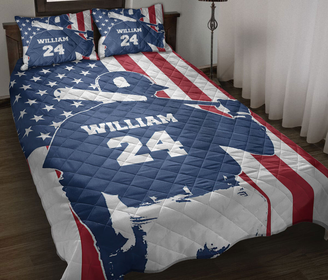 Ohaprints-Quilt-Bed-Set-Pillowcase-Baseball-Batter-Boy-Player-Fan-Gift-Idea-Custom-Personalized-Name-Number-Blanket-Bedspread-Bedding-3188-Throw (55'' x 60'')