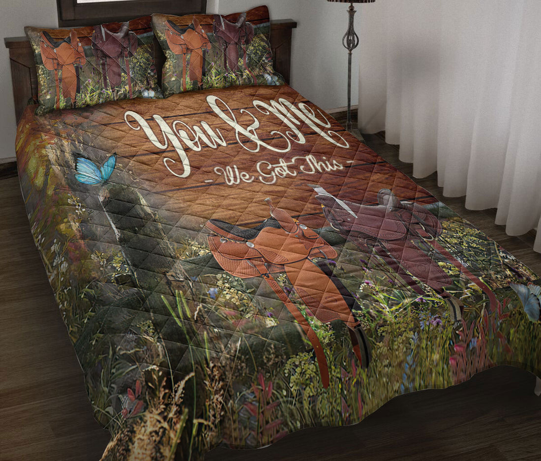 Ohaprints-Quilt-Bed-Set-Pillowcase-Horse-Saddle-Western-Cowboy-Cowgirl-Couple-Vintage-Wood-Pattern-We-Got-This-Blanket-Bedspread-Bedding-867-Throw (55'' x 60'')