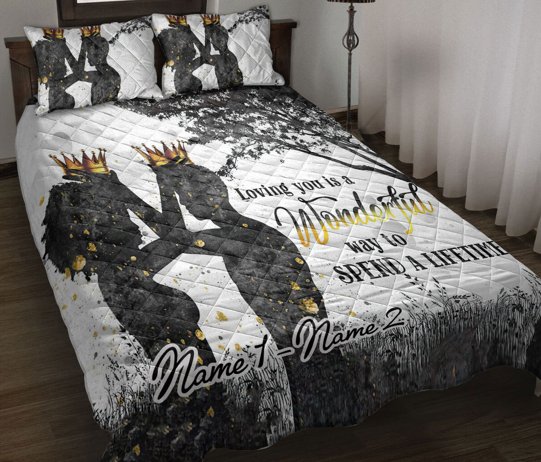 Ohaprints-Quilt-Bed-Set-Pillowcase-Black-White-King-Queen-Coule-Vintage-Love-Gift-Custom-Personalized-Name-Blanket-Bedspread-Bedding-2627-Throw (55'' x 60'')